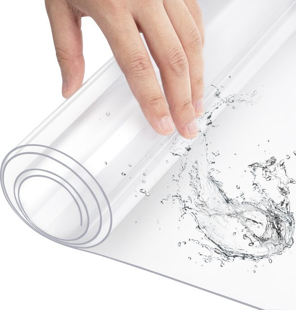 WOLTU Rechteckige Tischfolie aus transparentem PVC, 1mm dick, wasserdichte Tischdecke in Hochglanz-Optik - Bild 1