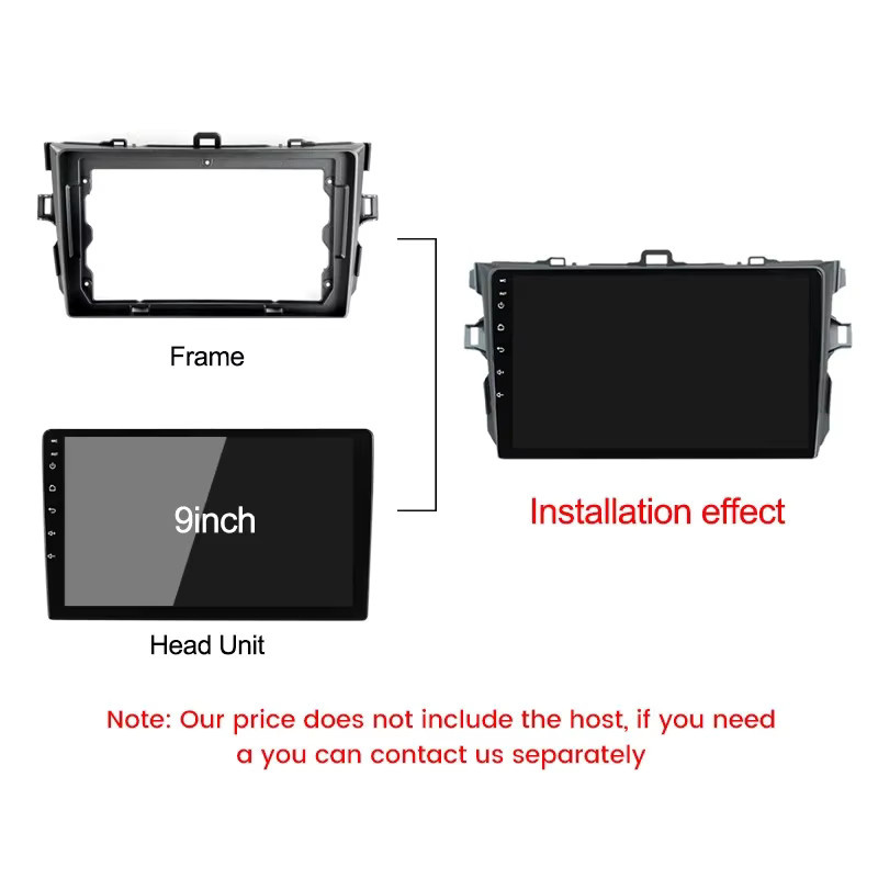 NAVIFANS Radioblende für Toyota Corolla 2006-2013 mit 9 Zoll Fascia Trim Adapter und Kabelbaum in Schwarz - Bild 2