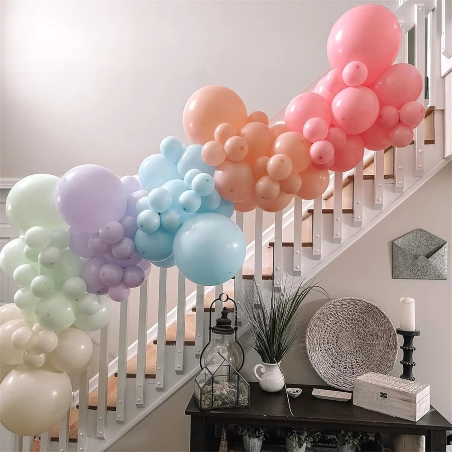 MicroPlush Pastellballons aus Latex in Rosa, Blau und Orange für Geburtstag, Hochzeit und Party Dekoration - Bild 2