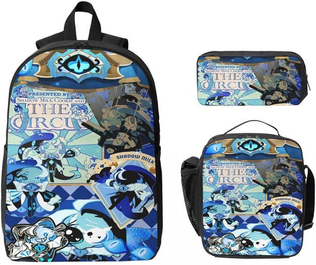 Cookie Run Kingdom Schultaschen Set für Kinder mit Rucksack, Federmäppchen und Brotdose in Blau von Fancy Style Studio - Bild 1