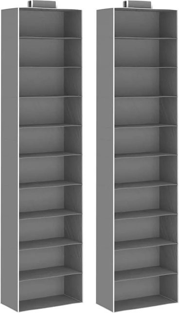vidaXL Hängeaufbewahrung für Schränke aus Stoff, 2er-Set mit 10 Fächern, grau und weiß, faltbar, B/T/H: 30 x 15 x 120 cm - Bild 1