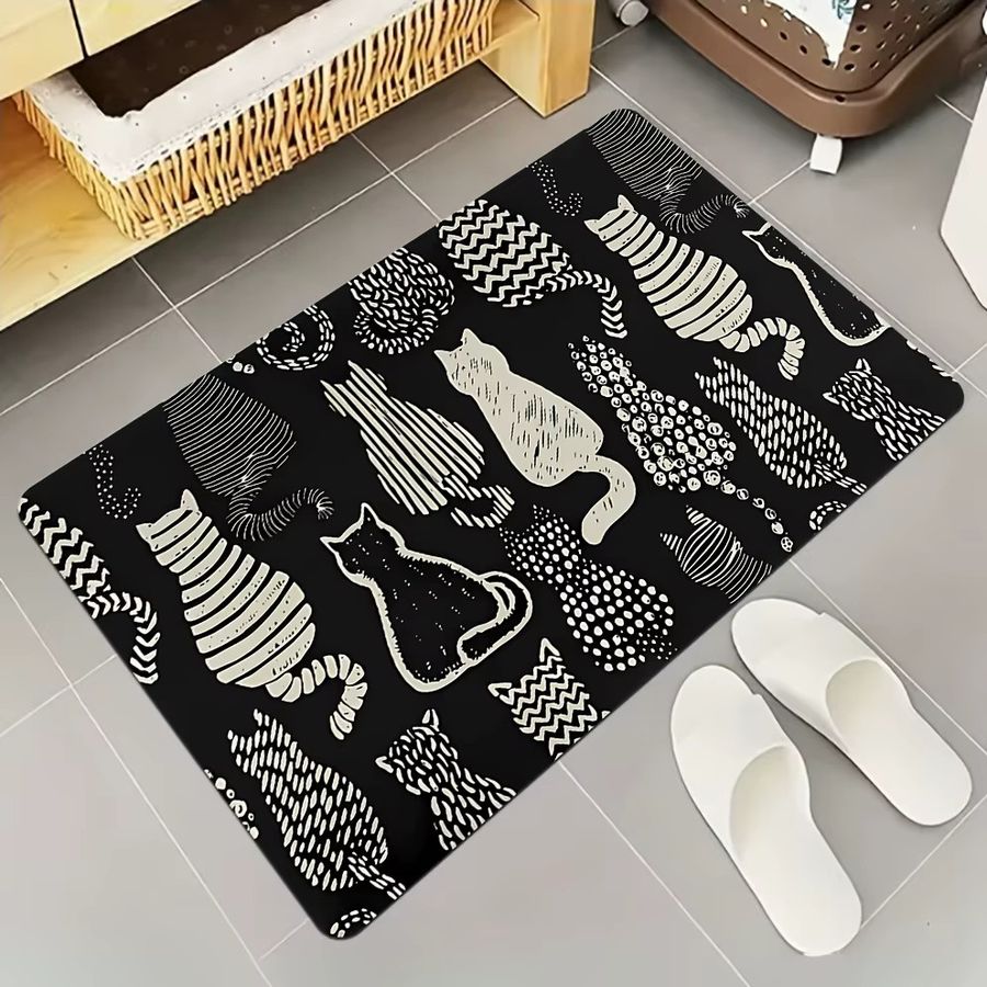 VIKAMA Küchenteppich mit Cartoon-Katzen-Design, rutschfeste Fußmatte für Wohnzimmer und Heimdekoration - Bild 4