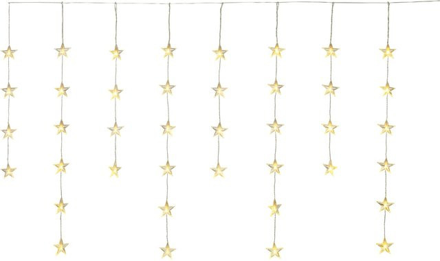 LED-Lichtervorhang mit Sternen und 40 warmweißen LEDs, transparentes Kabel, Länge: 6,4 m - Bild 1