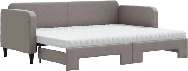 vidaXL Ausziehbares Tagesbett mit Matratze in Taupe, Modernes Polsterbett für Wohnzimmer oder Schlafzimmer, B/T/H: 200 x 80 x 75 cm - Bild 1