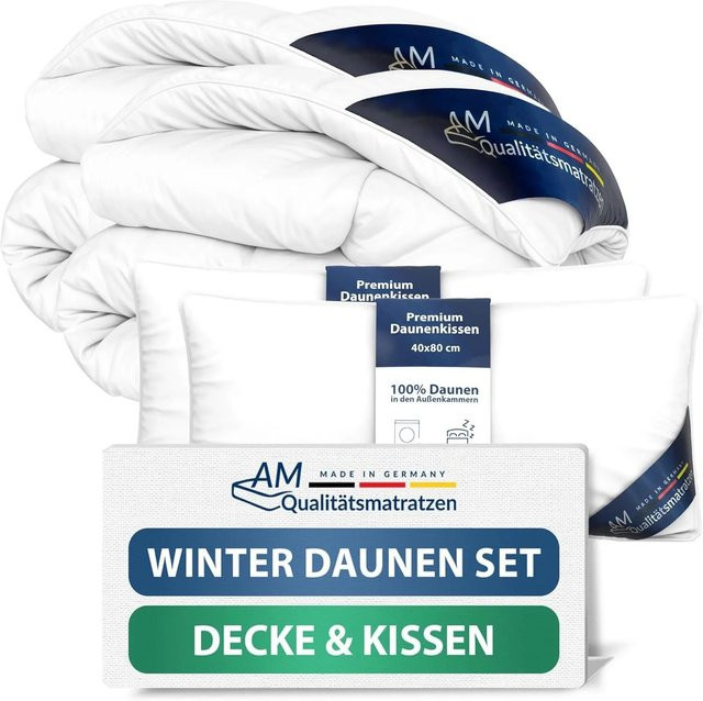 AM Qualitätsmatratzen Premium Winter Daunen Bettdecken- und Kissen Set in Weiß, B/H: 140 x 220 cm, DOWNPASS zertifiziert - Bild 1