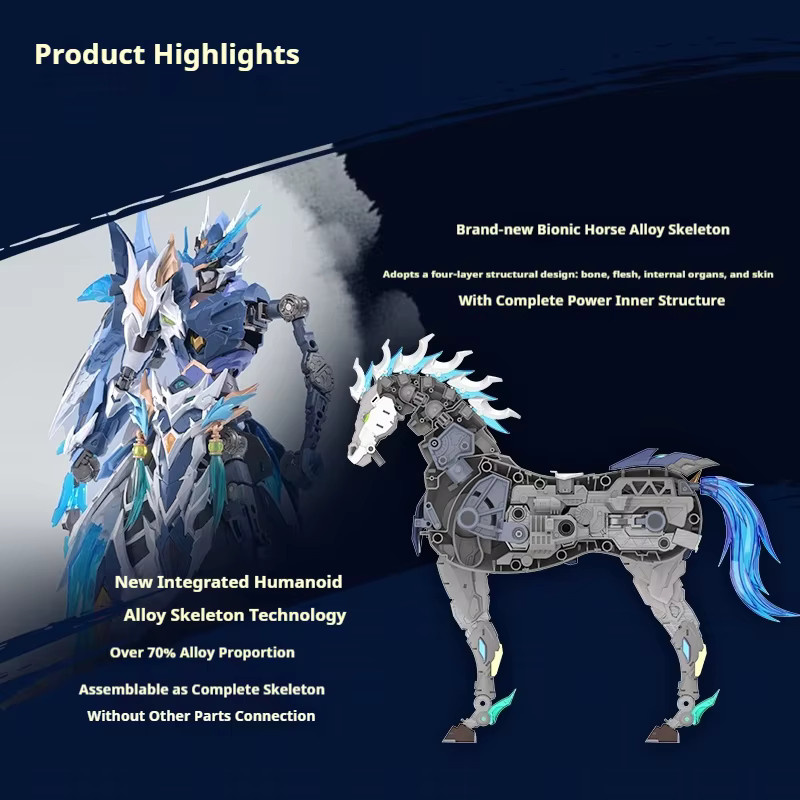 MOTOR NUCLEAR Zhao Yun Mecha-Montagemodellbausatz, Actionfigur, mit Halterung, Metall - Bild 5