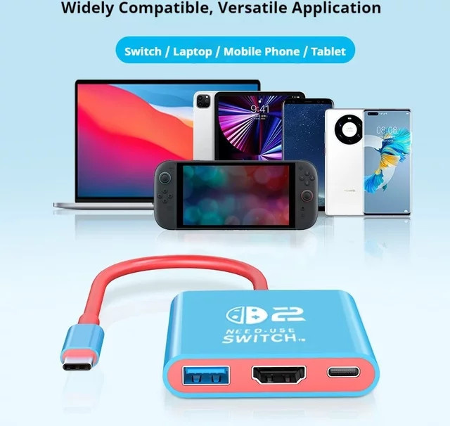 HaaYot Dockingstation für Nintendo Switch 2 und Switch, 2.4K 60Hz Type-C Hub mit HDMI und USB-C 3.0 PD100W - Bild 1