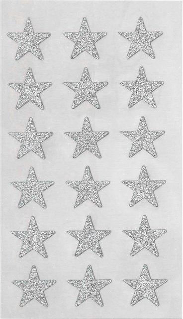 Rico Design Paper Poetry Sticker Sterne in Silber mit Glitzer Effekt, 4 Blatt, Durchmesser: 16 mm - Bild 1