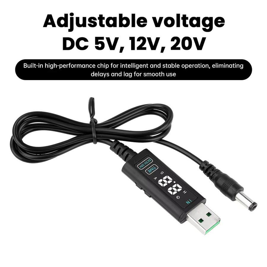 Aideepen USB auf DC Spannungs-Boost-Konverter Einstellbares Aufwärtskabel von 5-10V auf 5-20V mit USB-C und Barrel-Plug in Schwarz - Bild 6