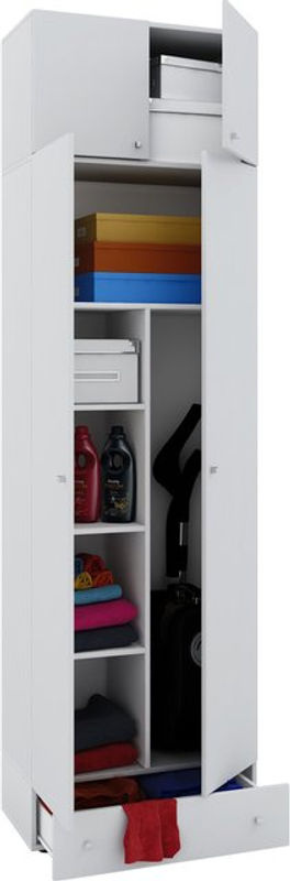 VCM Putzschrank Vandol II in Weiss mit 6 Fächern, Schubladen und Türen, B/T/H: 70 x 40 x 237 cm - Bild 2