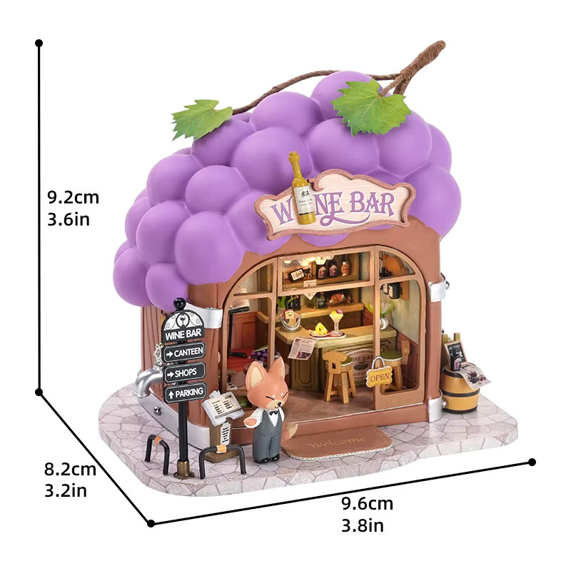 zuuton DIY Miniatur Weinbar Puppenhaus-Set, 3D-Puzzle, mit LED-Beleuchtung - Bild 4