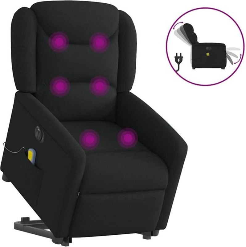 Elektrischer Massagesessel mit Aufstehhilfe von vidaxl in Schwarz aus Stoff und Metall - Bild 1