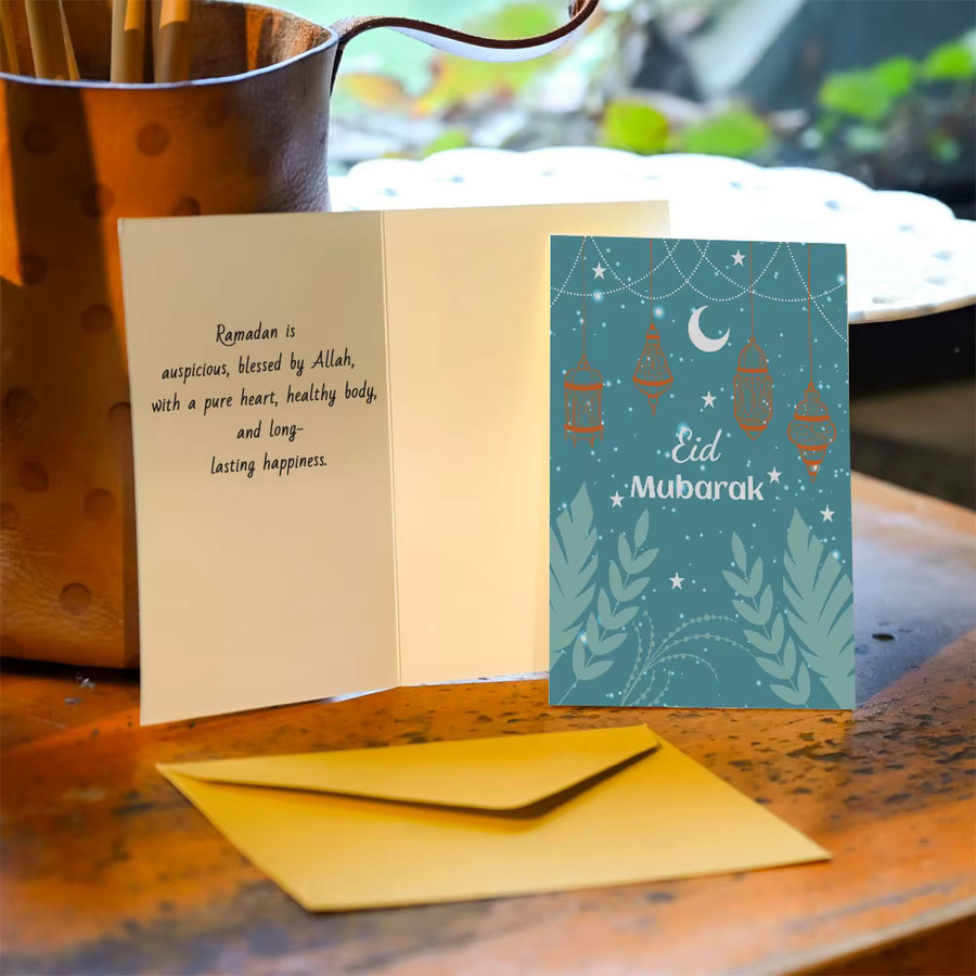 12 Stück Islamische Grußkarten mit Umschlägen in Aquarell-Optik für Ramadan Kareem und Eid Al-Fitr, Mehrfarbig - Bild 2