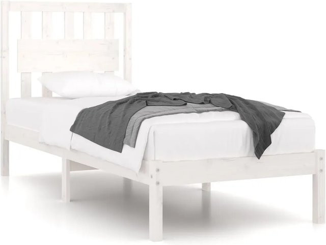 vidaXL Massivholzbett aus Kiefer in Weiß mit rustikaler Optik, B/T/H: 90 x 190 cm - Bild 1