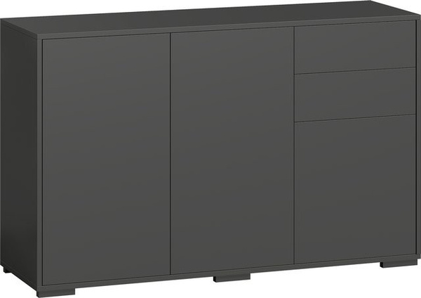 HOMCOM Sideboard Kommode in Schwarz mit 2 Schubladen und 3 Türen, moderner Aufbewahrungsschrank mit verstellbaren Ablagen, B/T/H: 117 x 36 x 74 cm