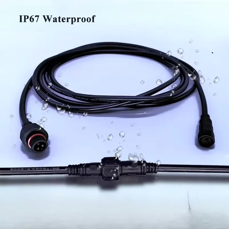 DIVEDEER Wasserdichtes LED-Stromanschlusskabel für den Außenbereich IP67, quadratisch, Farbe: Schwarz - Bild 2