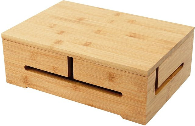 Relaxdays Kabelbox aus Bambus in Natur mit Magnetdeckel, B/T/H: 32 x 22 x 11 cm - Bild 1