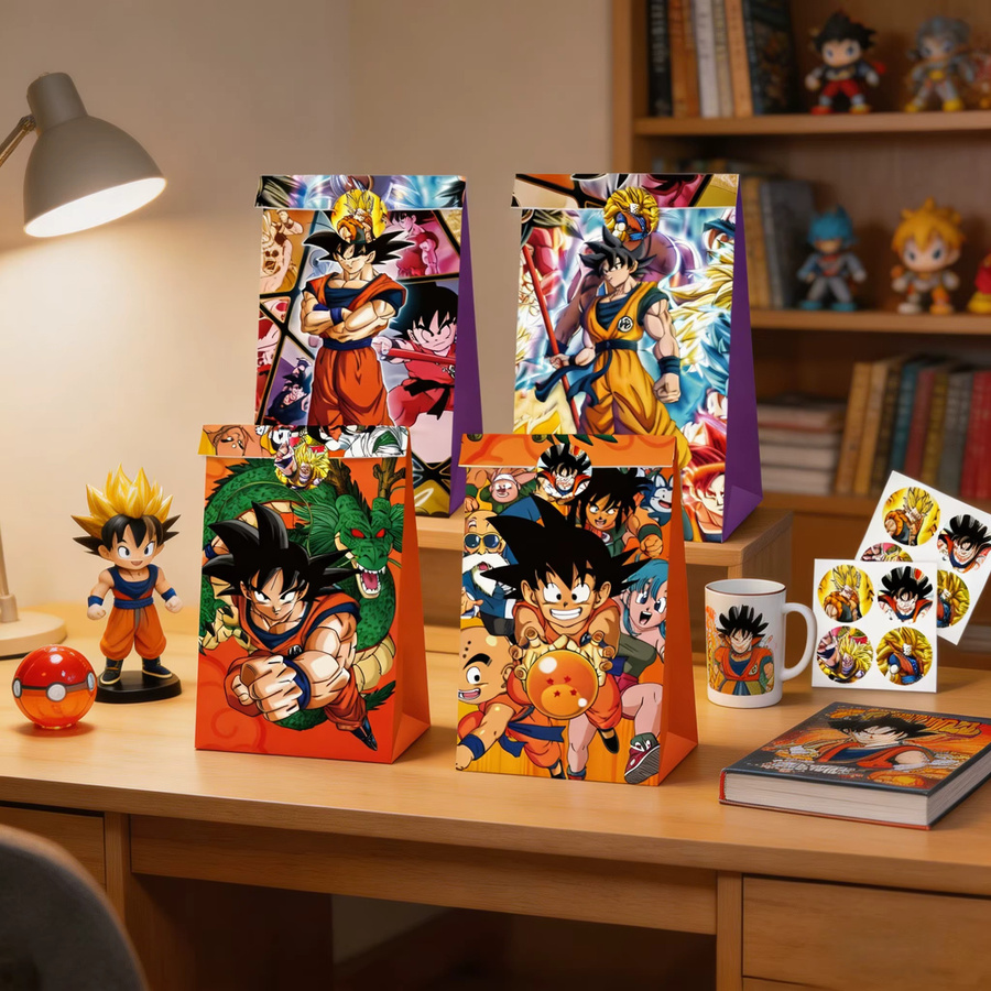 Bandai Dragon Ball Party-Geschenktüten mit Aufklebern im Anime-Design für Kinder, Mehrfarbig - Bild 6