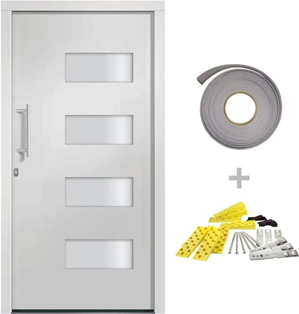 vidaXL Haustür aus Aluminium und PVC in Weiß, modern, B/H: 100 x 210 cm - Bild 1
