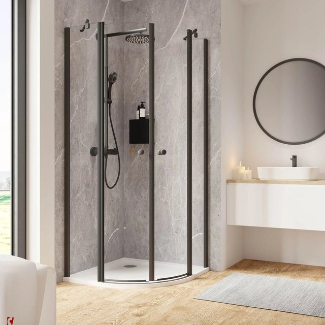 Schulte Runddusche Garant 2.0 Duschkabine Mattschwarz B/T/H: 90 x 90 x 200 cm - Bild 1