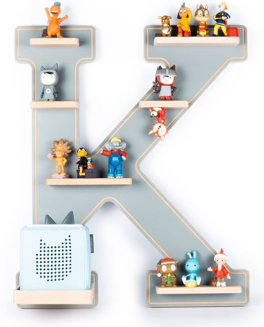 BOARTI Kinderregal Buchstabe K aus Holz als Wandregal für Toniebox und Tonie Figuren mit Magneteinsätzen, H x B x T: 54 x 45 x 19 cm - Bild 1