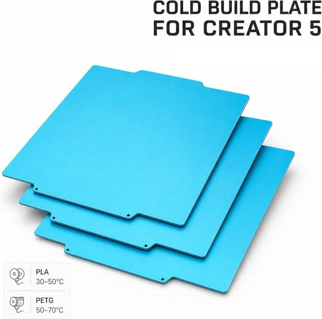 Flashforge Creator 5 und 5 Pro Doppelseitige Federstahl-Kühlplatte für 3D-Drucker in Blau - Bild 1