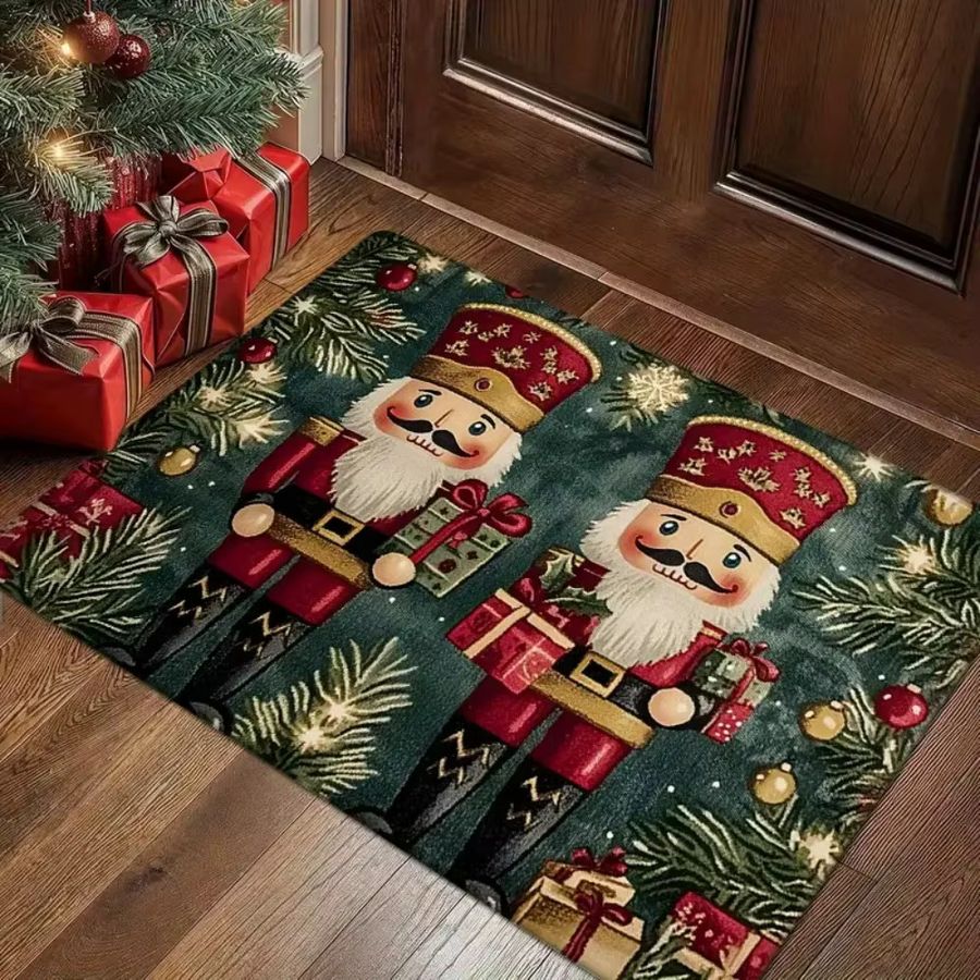 VIKAMA Weihnachts-Fußmatte mit Nussknacker-Motiv, wasserdicht und rutschfest, Multicolor - Bild 4