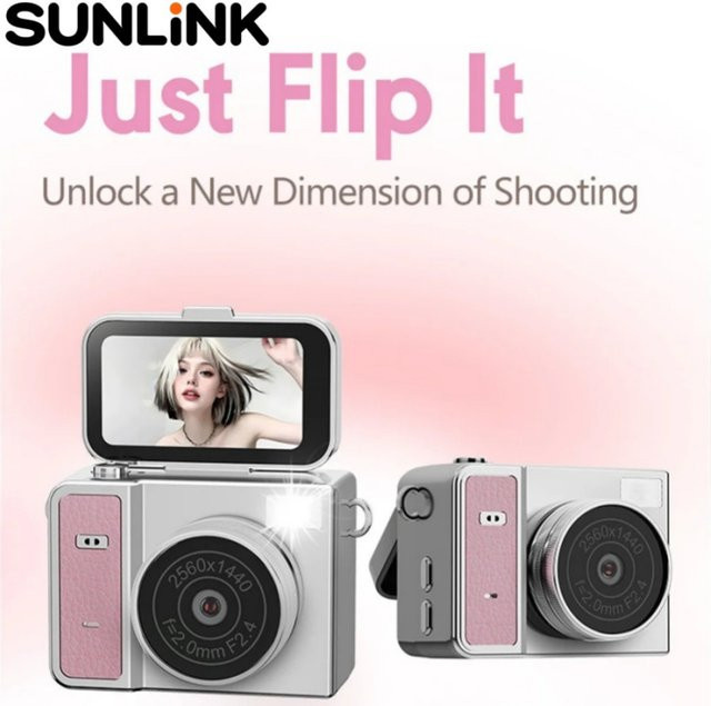 Mini Retro-Kamera mit Klappbildschirm für Studenten, HD Digitalkamera für Fotografie und Videoaufnahme, Silber/Weiß - Bild 1