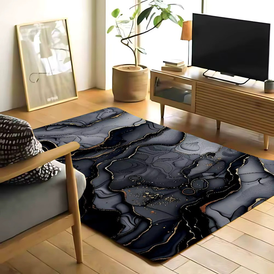 52TOYS Saugfähige Badezimmer Matte in Schwarz Gold Marmor Design, Rechteckig, B: 60 cm, T: 40 cm - Bild 2