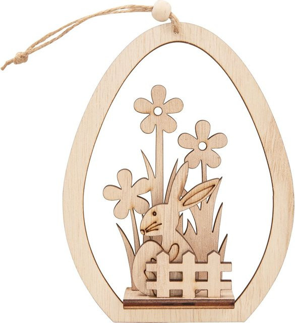 VBS Holz-Steckmotiv Ei-Anhänger Hase mit Ei in Beige für Ostern - Bild 1