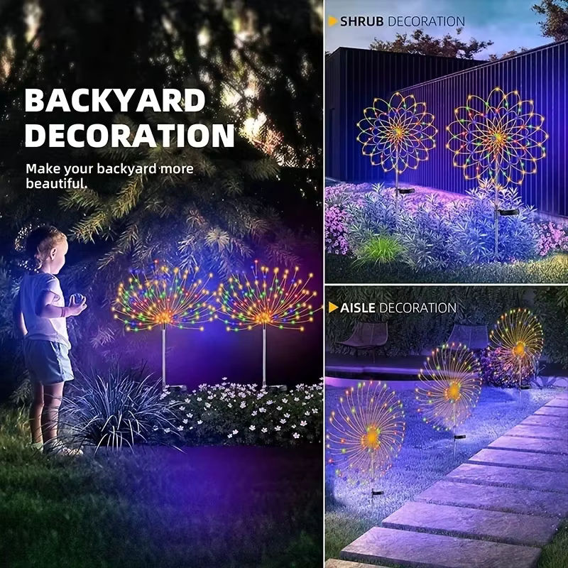 Solar Firework LED Lichterkette mit 90-200 LEDs, wasserfest für Garten und Outdoor, Multicolor RGB mit 8 Lichtmodi - Bild 4