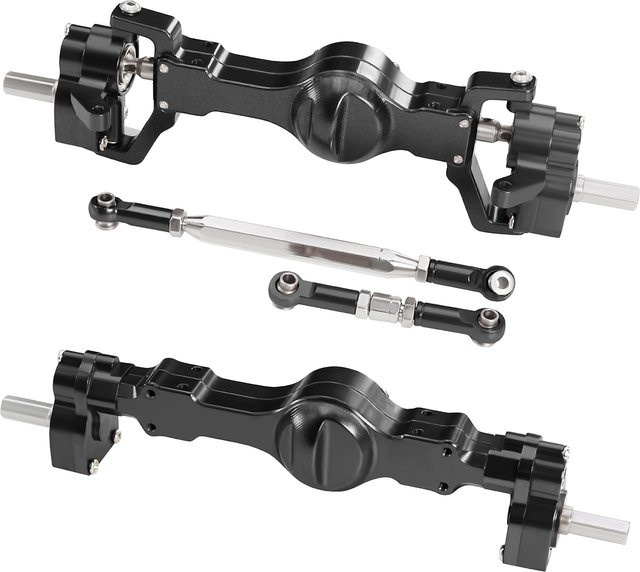 WWXRC C74 CNC Aluminium Vorder- und Hinterportalachsen-Set, 1:16, Metall, Schwarz - Bild 1