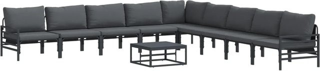 vidaXL Garten-Sofa-Set 10-teilig aus pulverbeschichtetem Stahl in Anthrazit mit UV-beständigen und wetterfesten Polstern - Bild 1