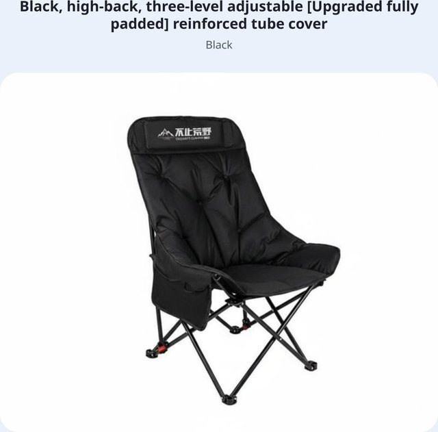 Binchi Outdoor Product Verstellbarer Campingstuhl mit Fußstütze und verstellbarer Rückenlehne in Schwarz - Bild 1