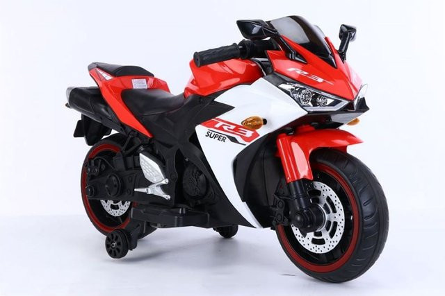 ES-Toys Elektro Kindermotorrad mit Stützräder, LED-Scheinwerfer, rot - Bild 1
