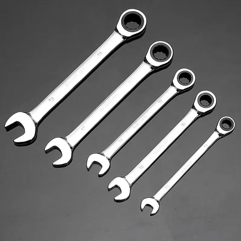 CNHENRY Ratsche-Schraubenschlüssel-Set 5-teilig, Reversible Ringschlüssel für Auto und Reparatur, Farbe: Silber - Bild 2