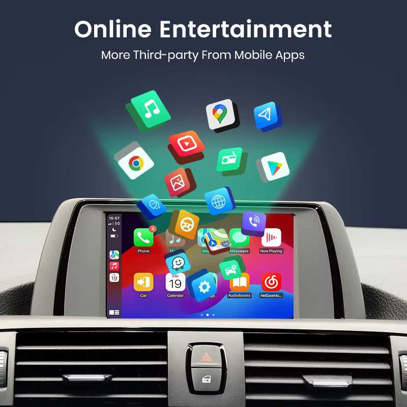 Junsun Wireless CarPlay und Android Auto Modul für BMW NBT und CIC Systeme, Schwarz - Bild 4