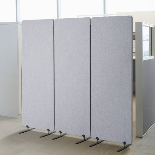 VEVOR Raumteiler 3 Paneele Paravent aus PET-Polyester, faltbarer Sichtschutz und Schallschutz, Grau, B/H/T: 184,0 x 165,5 x 35,0 cm - Bild 1
