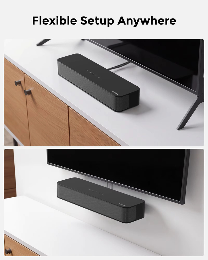 ULTIMEA 2.1-Kanal Kompakte Soundbar mit 120W Leistung, integriertem 3-Zoll Subwoofer und Bluetooth 5.4, Schwarz - Bild 2
