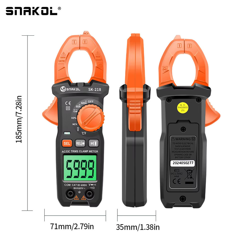 SNAKOL SK218 Digitalmultimeter Stromzangenmessgerät True RMS AC/DC Amperemeter in Orange - Bild 6