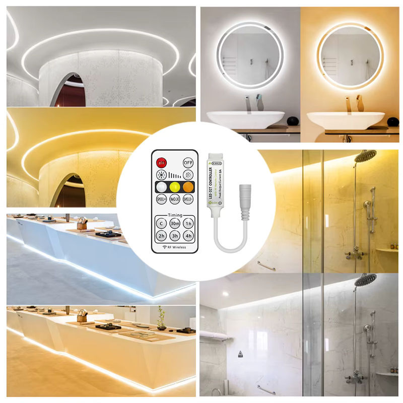Lebeisenf RF Wireless LED Dimmer mit Fernbedienung für CCT 5050 Streifenlicht, PWM Controller für 5V 12V 24V DC USB 3 Pin, Farbtemperatur 2700-6500K - Bild 4