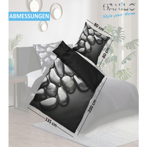 Sanilo Bettwäsche 2-teilig Hot Stones Schwarz aus Baumwolle mit Reißverschluss, B/H: 135 x 200 cm und 80 x 80 cm - Bild 4