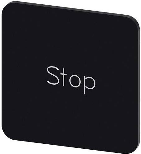 Siemens Bezeichnungsschild quadratisch STOP Schwarz Weiß 22 mm x 22 mm 10 Stück - Bild 1
