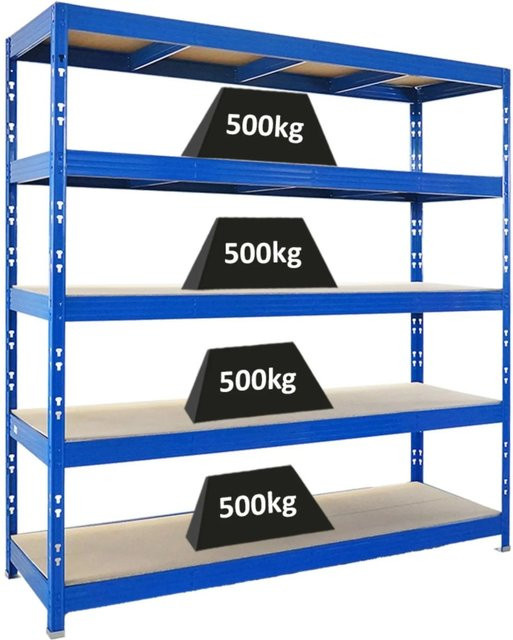 PROREGAL Profi Schwerlastregal Rhino mit 5 Spanplatten-Ebenen, Blau, H x B x T: 200 x 200 x 60 cm - Bild 1