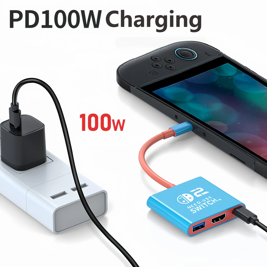 HaaYot Dockingstation für Nintendo Switch 2 und Switch, 2.4K 60Hz Type-C Hub mit HDMI und USB-C 3.0 PD100W - Bild 4