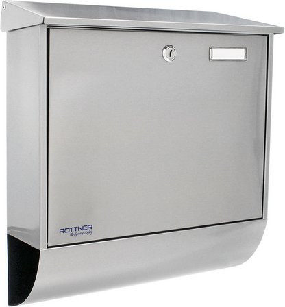 Rottner Briefkasten Expo Inox aus Edelstahl in Grau, Wandmontage, B: 38,5 cm, T: 12,0 cm, H: 41,0 cm - Bild 1