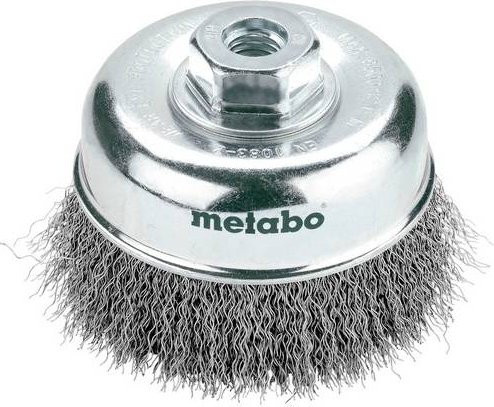 Metabo Topfbürste aus Stahl gewellt für Winkelschleifer mit M 14 Gewinde, Durchmesser: 100 mm, Drahtstärke: 0,3 mm, Farbe: Silber - Bild 1