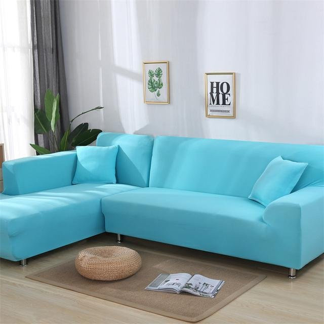 Housmife Ecksofa-Bezug für 3-Sitzer, elastischer Chaiselongue-Schonbezug in einfarbigem Design, Breite: 190-230 cm - Bild 1