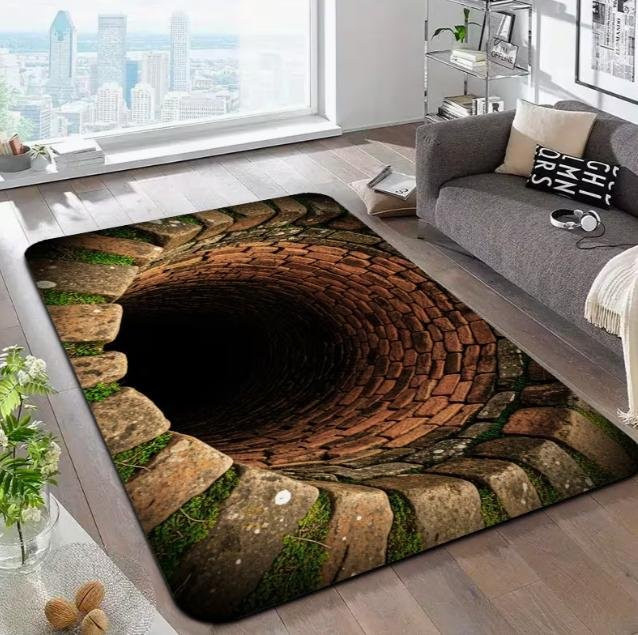 Lodestar Bodenmatte mit 3D-Visueller Illusion Schwarzes Loch Design, Schwarz/Mehrfarbig, B/H: 60 x 40 cm - Bild 1