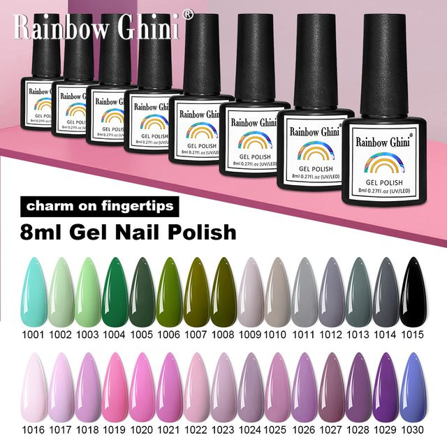 Rainbow Ghini Nagellack Set, 6 Stück, 8 ml, Rosa und Nude, glänzend - Bild 1